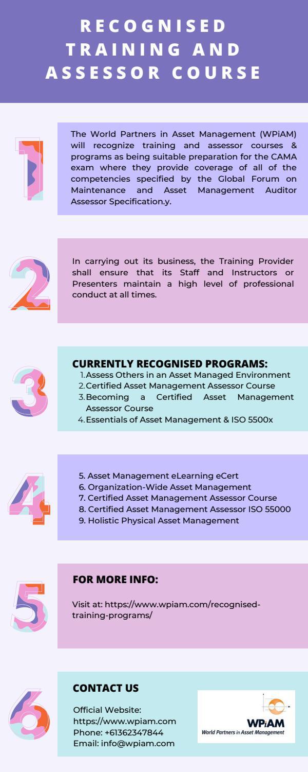 RECOGNISED TRAINING AND ASSESSOR COURSE by WPiAM - Issuu
