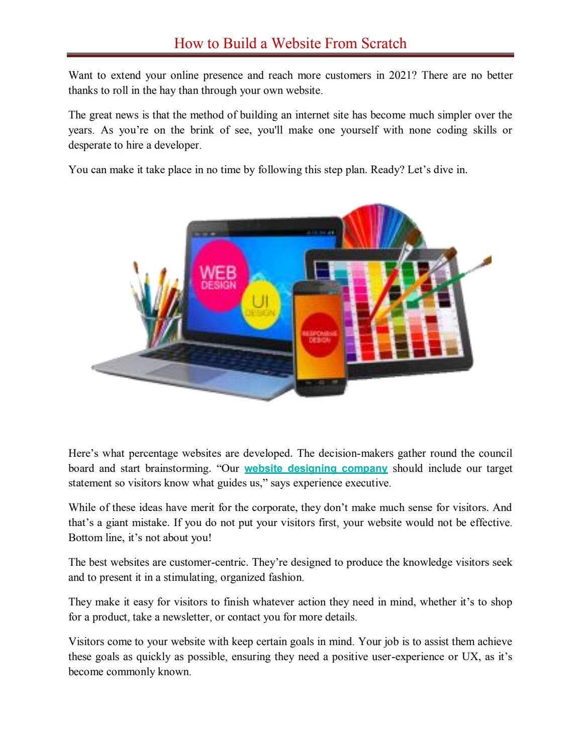 How to Build a Website From Scratch by website designing in company in ...