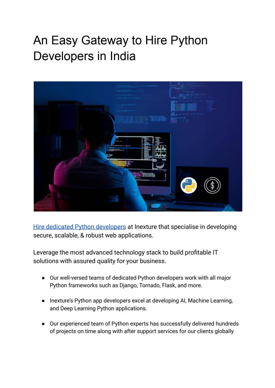 Hire Python Programmers for Fulltime From Inexture by INEXTURE ...