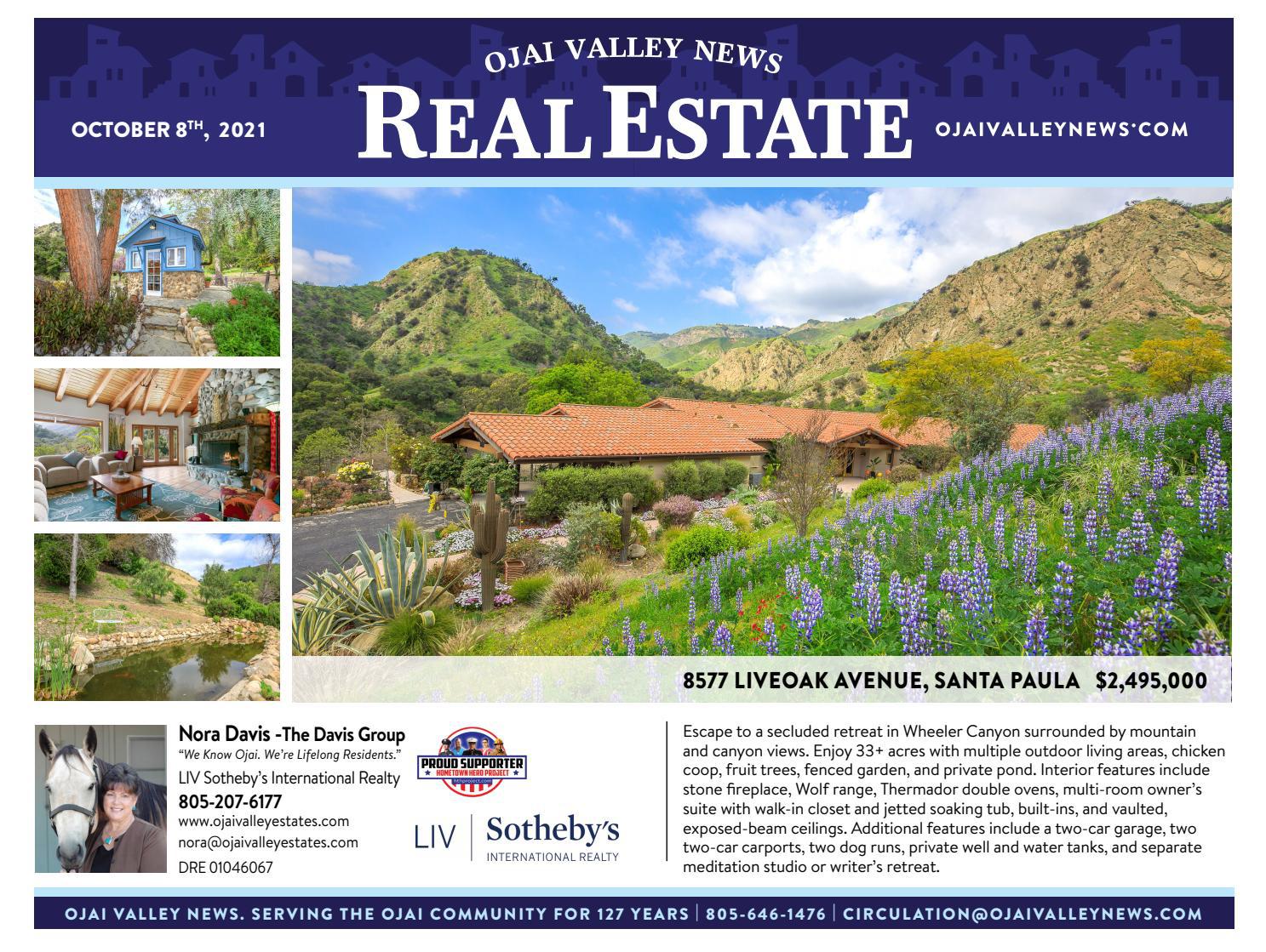Ojai Valley News Real Estate Guide. October 8, 2021 by Ojai Magazine