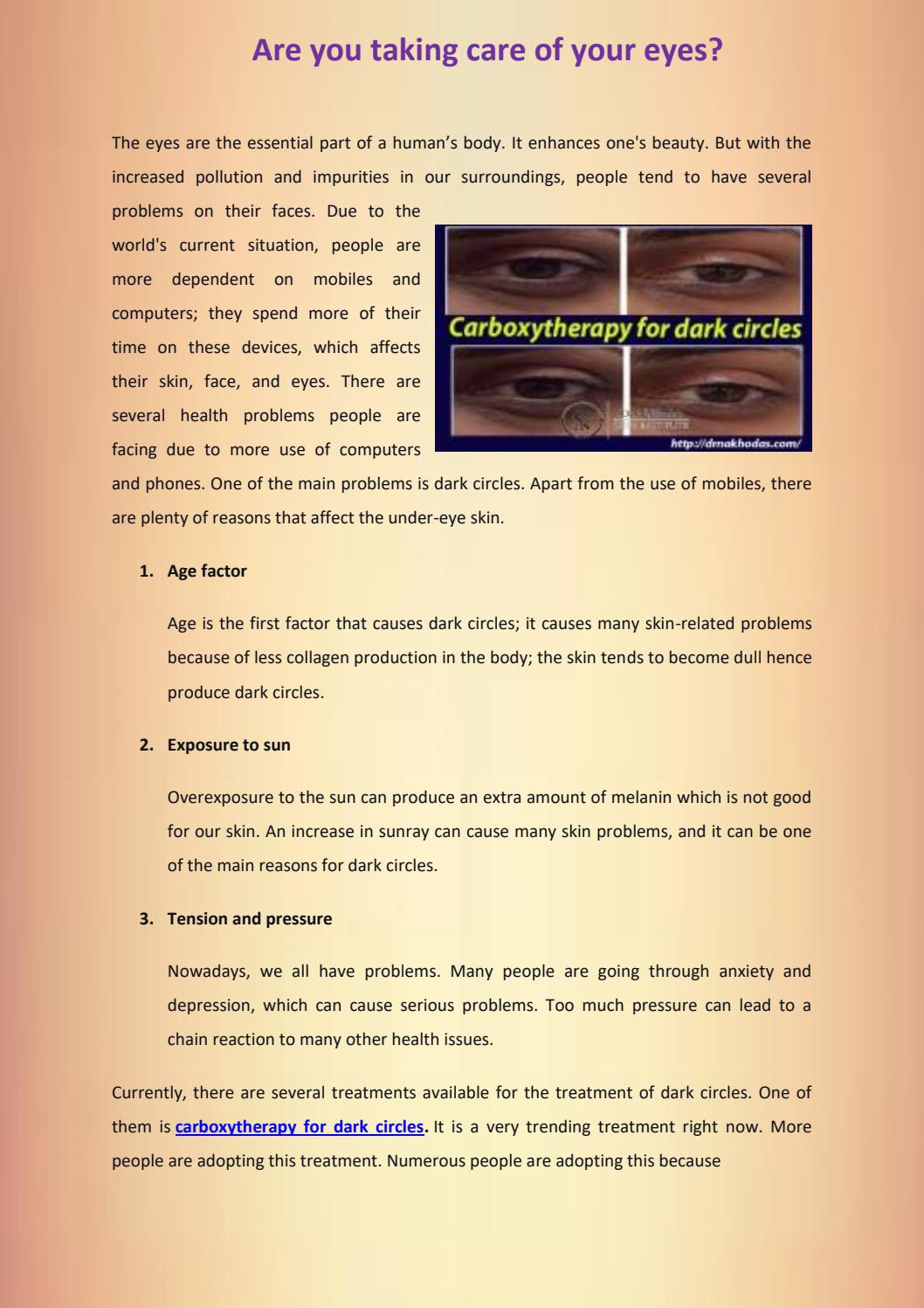 Carboxytherapy for dark circles by Dr. Nakhoda Issuu