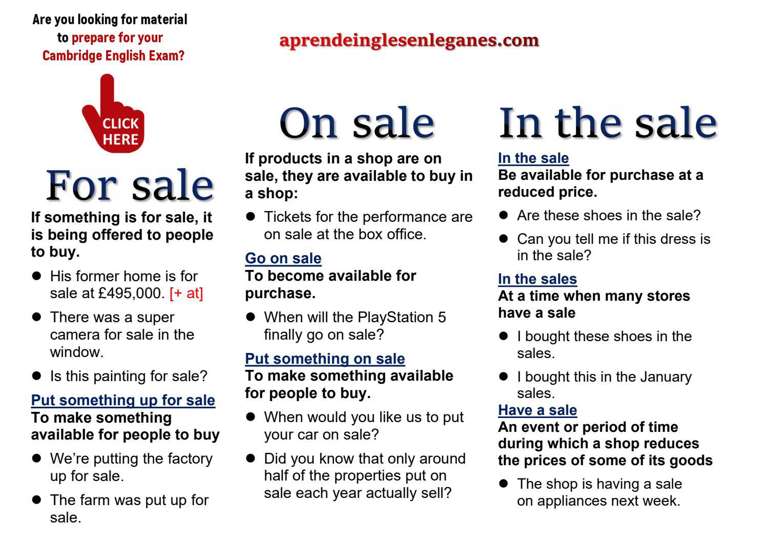 FOR SALE Vs ON SALE Vs IN THE SALE By AIEL Issuu
