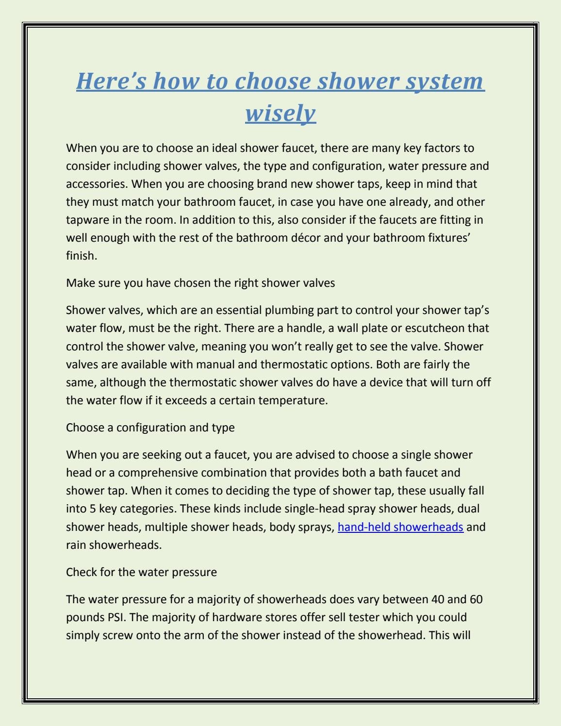 Here’s how to choose shower system wisely by Austpek Bathrooms Issuu