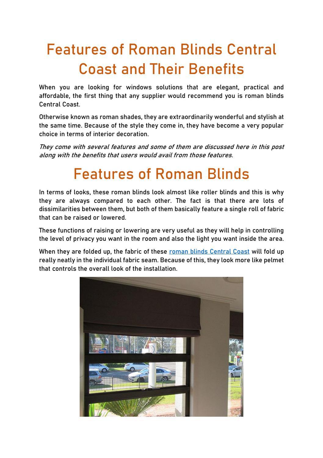 Features of Roman Blinds Central Coast and Their Benefits by