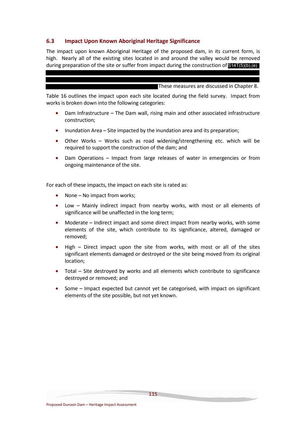 PROPOSED DUNOON DAM Preliminary Cultural Heritage Impact Assessment For ...