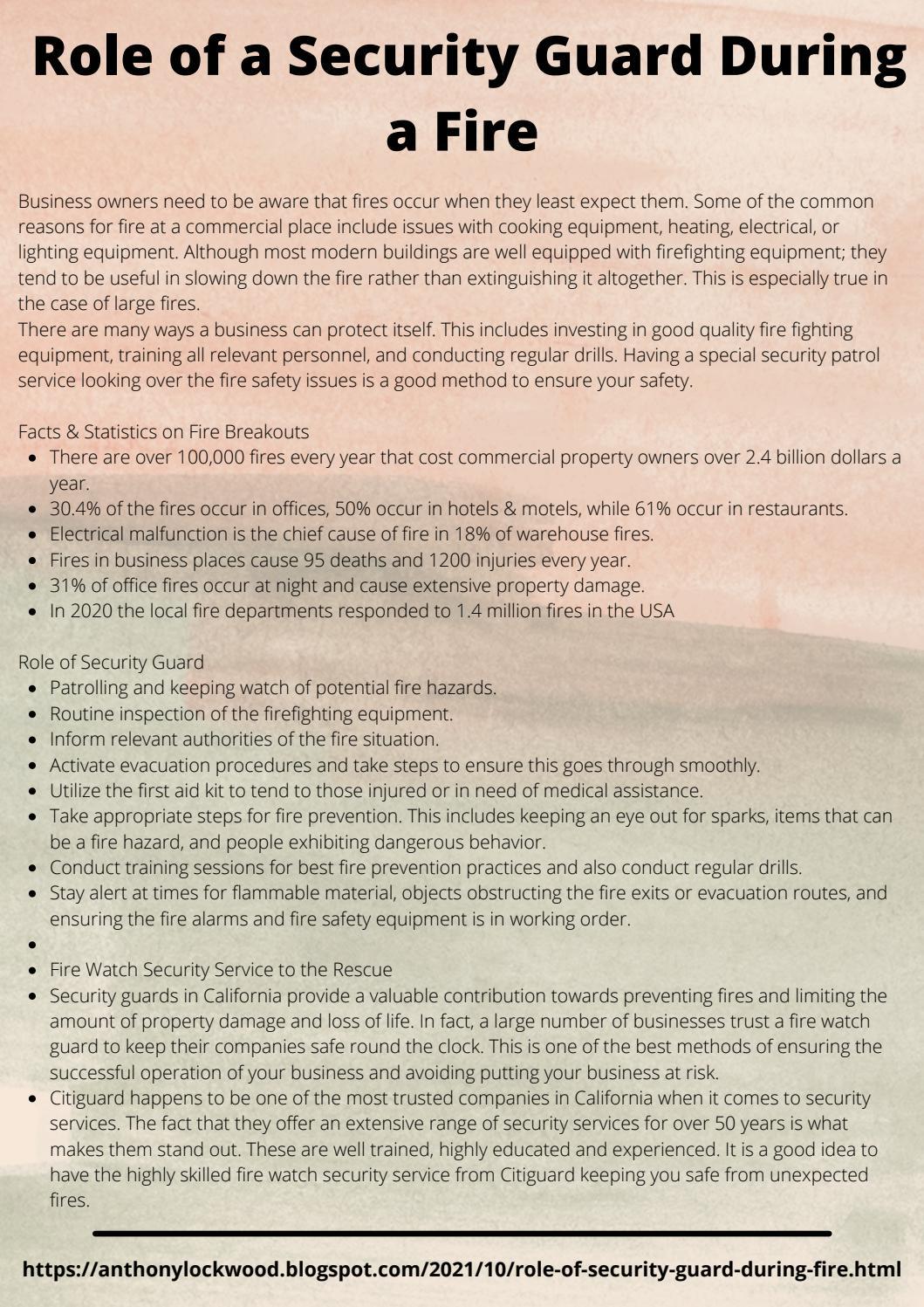 Role of a Security Guard During a Fire by citiguardsecurity - Issuu