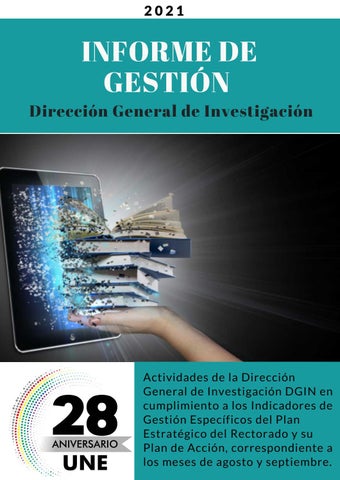Informe de gestión DGIN-UNE. Agosto-Sept., 2021 by investigacion.une ...