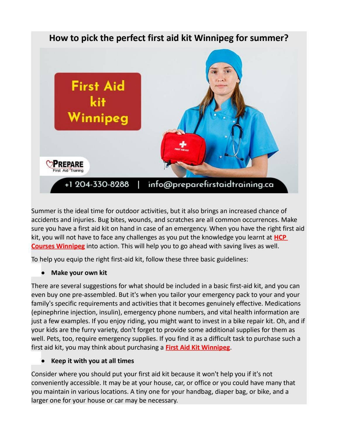First Aid Picker How to pick the perfect first aid kit Winnipeg for summer? by Prepare ...