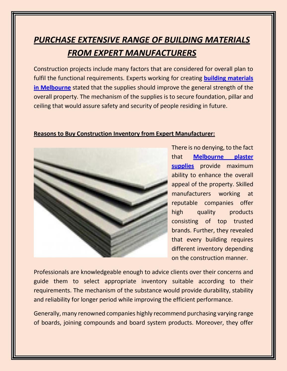 Building Materials Product Range – FYRI