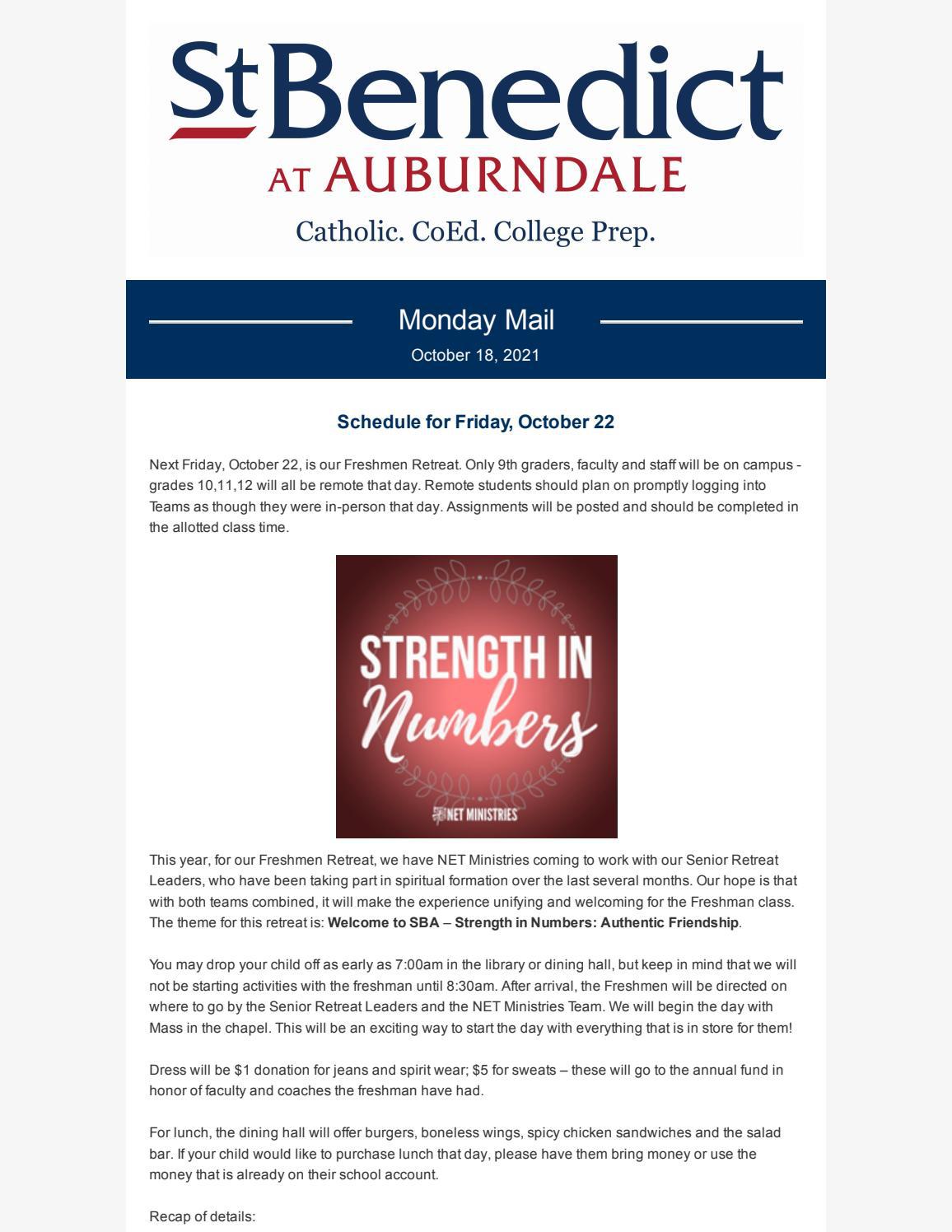 St. Benedict Monday Mail October 18, 2021 by Saint Benedict at Auburndale Issuu