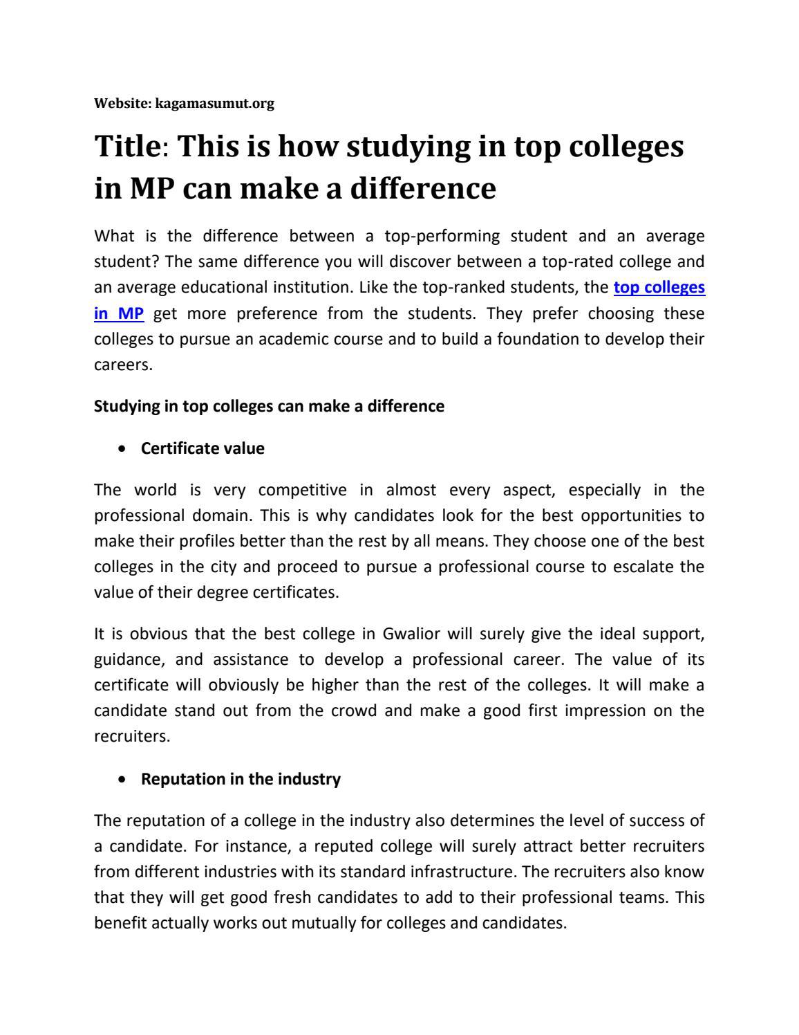 This is how studying in top colleges in MP can make a difference by