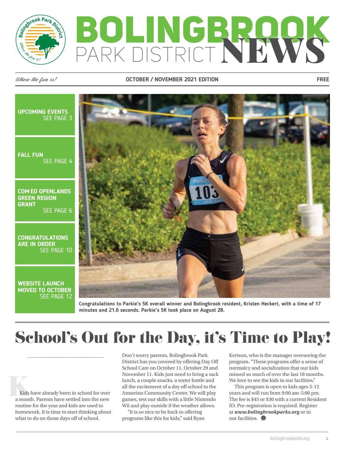 Bolingbrook Park District News October/November 2021 Edition by