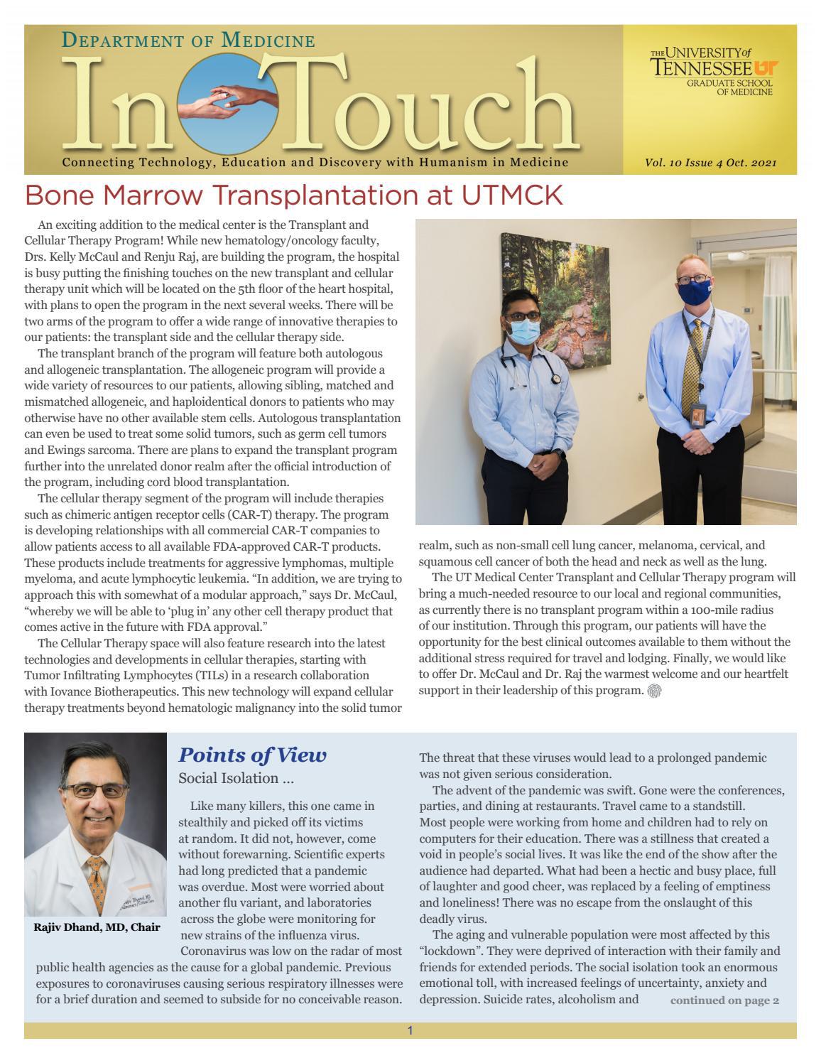 InTouch Newsletter - October 2021 by Univ. of TN Graduate School of  Medicine - Issuu