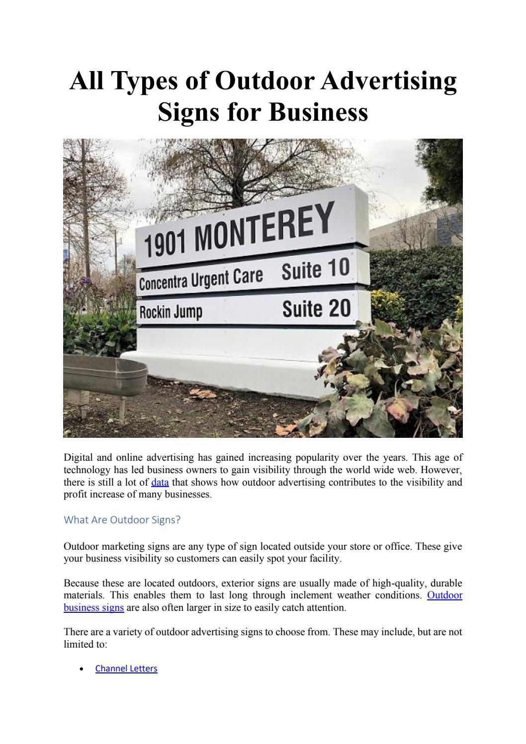 All Types of Outdoor Advertising Signs for Business by Signs Unlimited