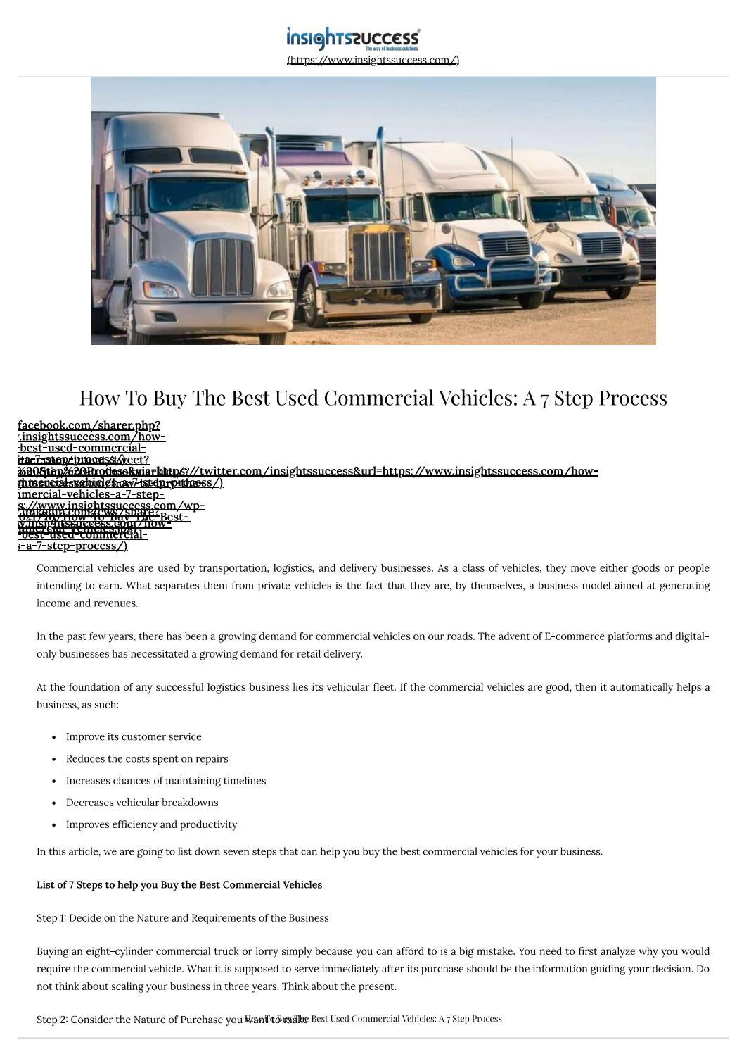 How To Buy The Best Used Commercial Vehicles A 7 Step Process by