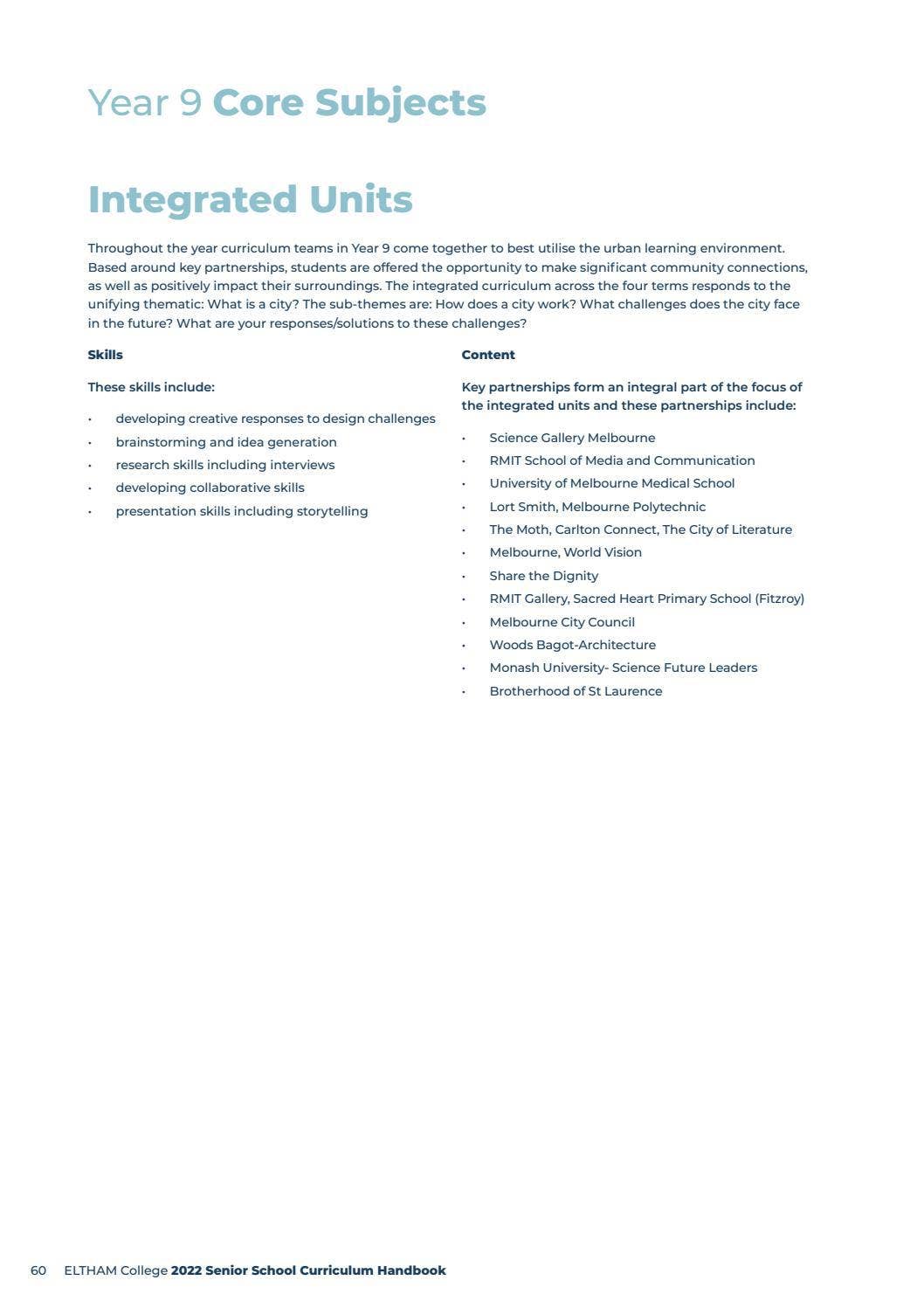 Senior School Curriculum Handbook 2022 by ELTHAM COLLEGE - Issuu
