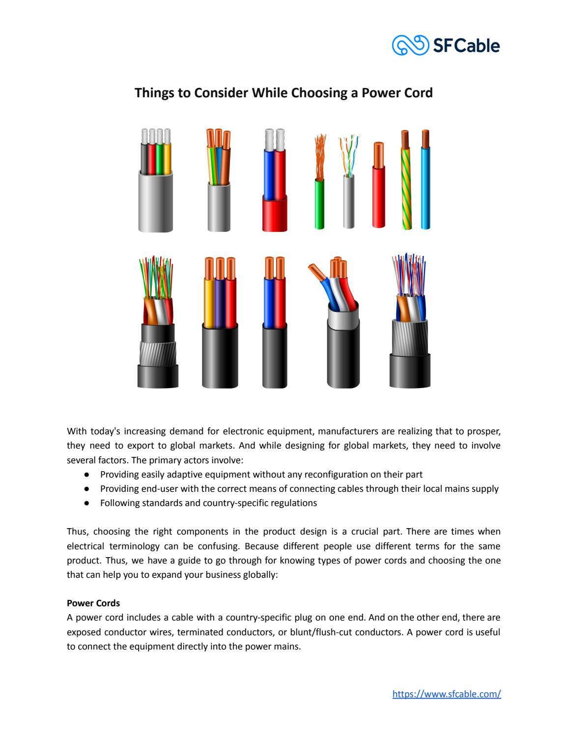 Things to Consider While Choosing a Power Cord by Sf Cable, Inc - Issuu