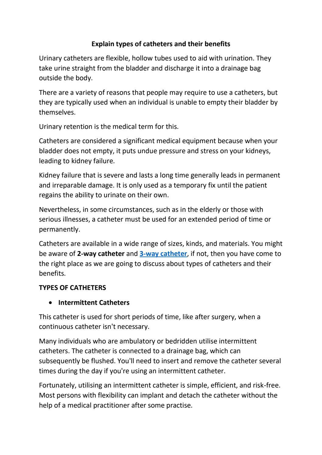 Explain types of catheters and their benefits by Nulife - Issuu