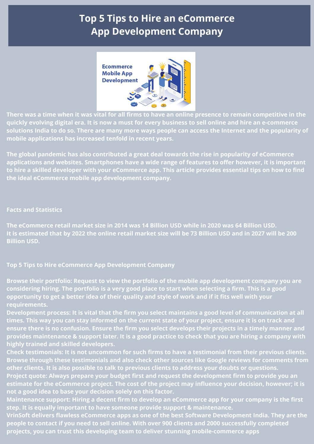 Top 5 Tips to Hire an eCommerce App Development Company by Vrinsoft - Issuu