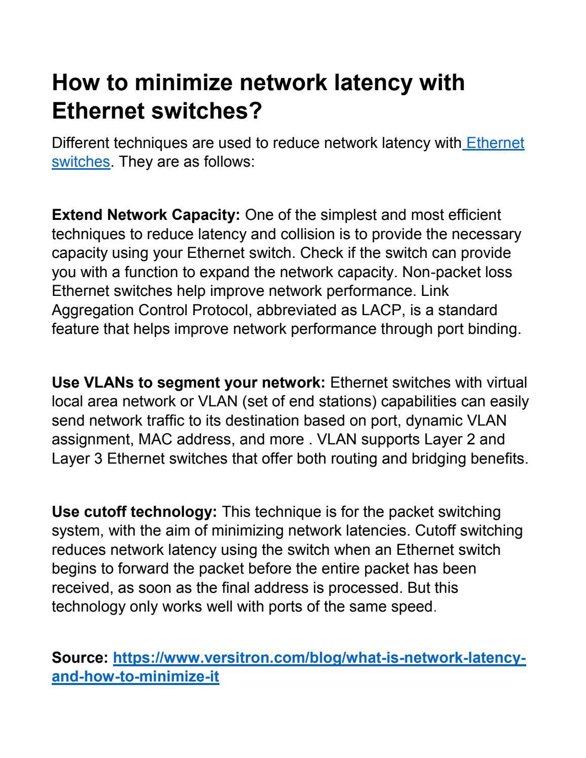 How to minimize network latency with switches? by Versitron