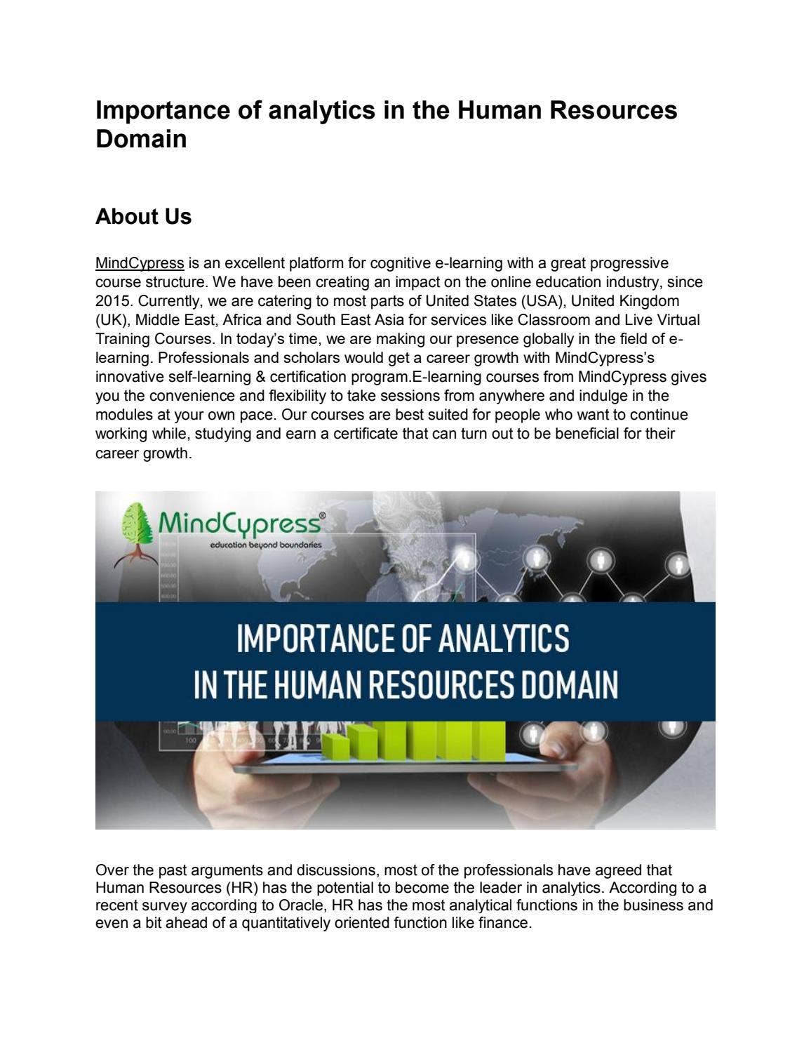 Importance of analytics in the Human Resources Domain by MindCypress ...