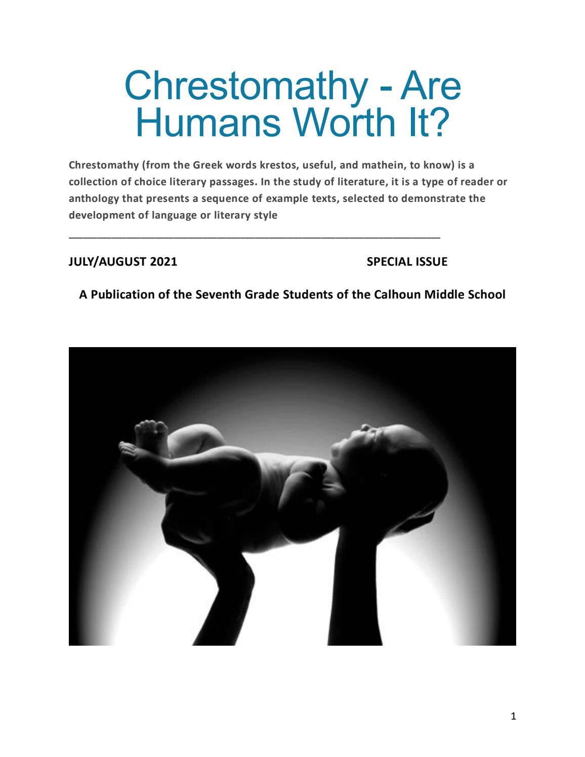 Chrestomathy: Are We Worth It? Aug. 2021 by The Calhoun School - Issuu