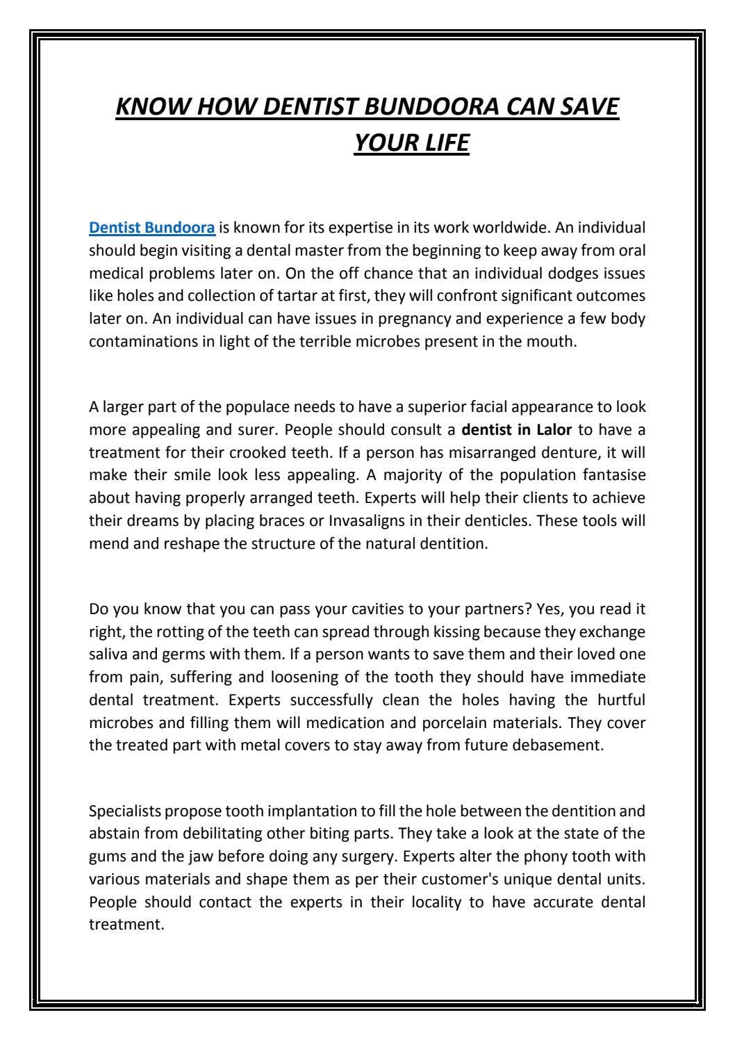 KNOW HOW DENTIST BUNDOORA CAN SAVE YOUR LIFE by Bundoora Family Dental