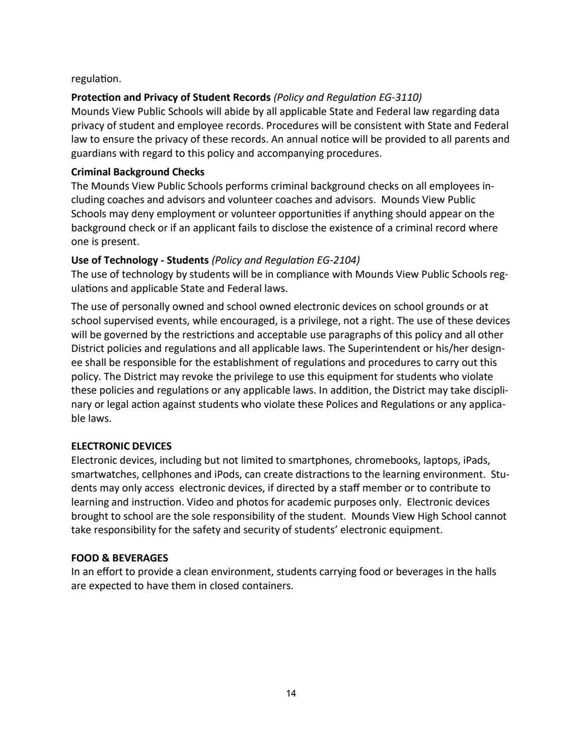 2021-2022 MVHS Student Handbook by Mounds View Public Schools - Issuu