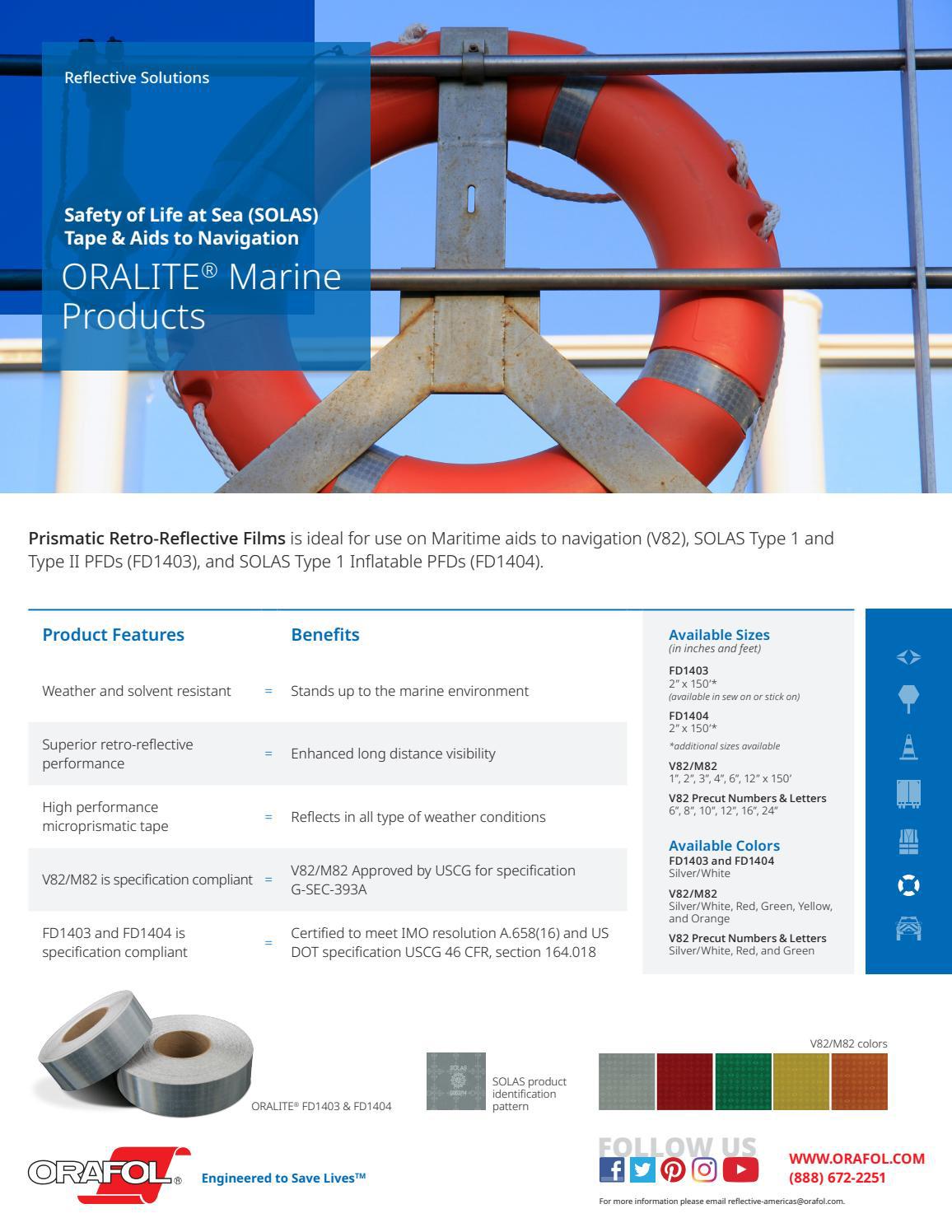 ORALITE® Marine Products Safety of Life at Sea (SOLAS) Tape & Aids to