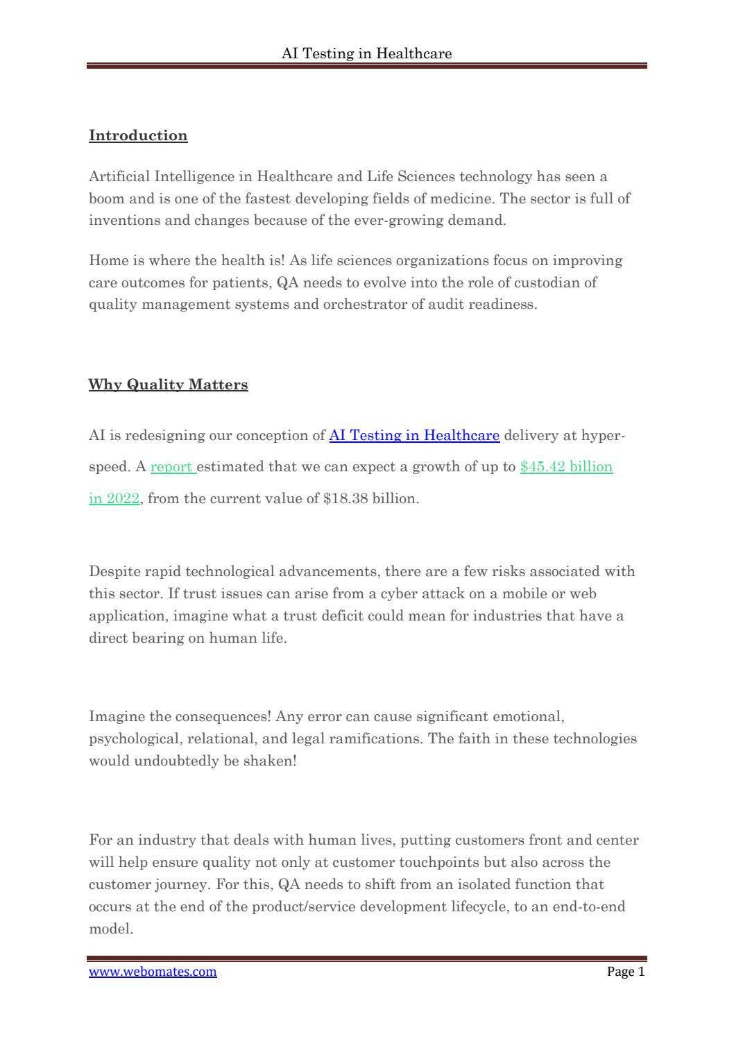 AI Testing in Healthcare by Webomates INC - Issuu