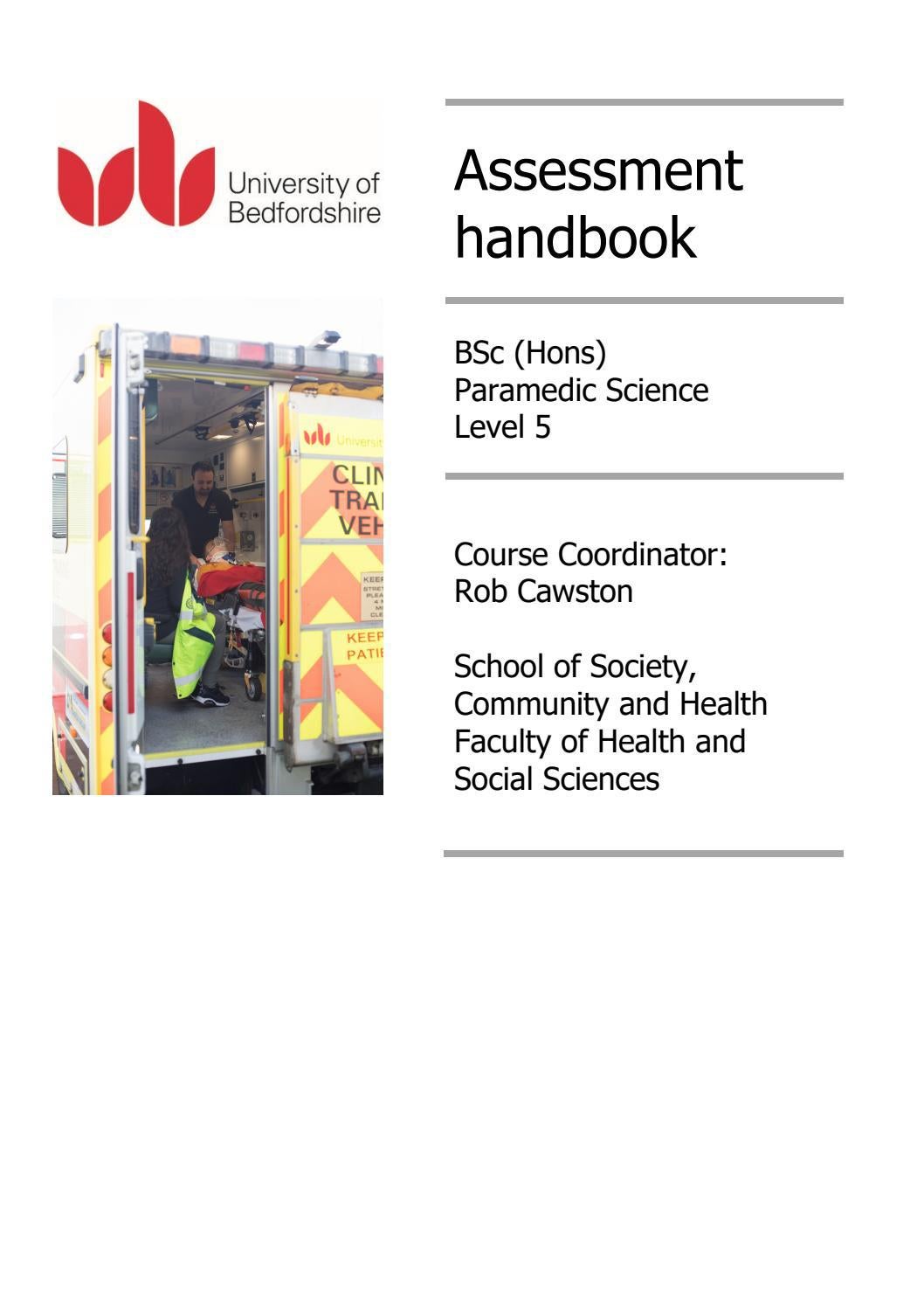 Assessment Handbook BSc Paramedic Science Level 5 by University of