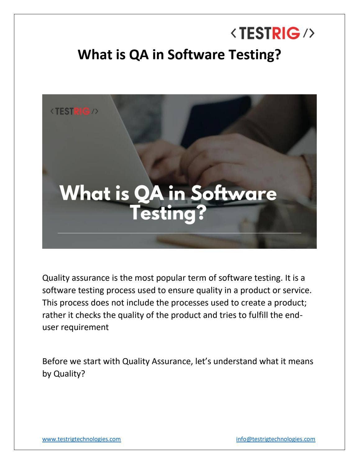 What is QA in Software Testing? by Testrig Technologies - Issuu