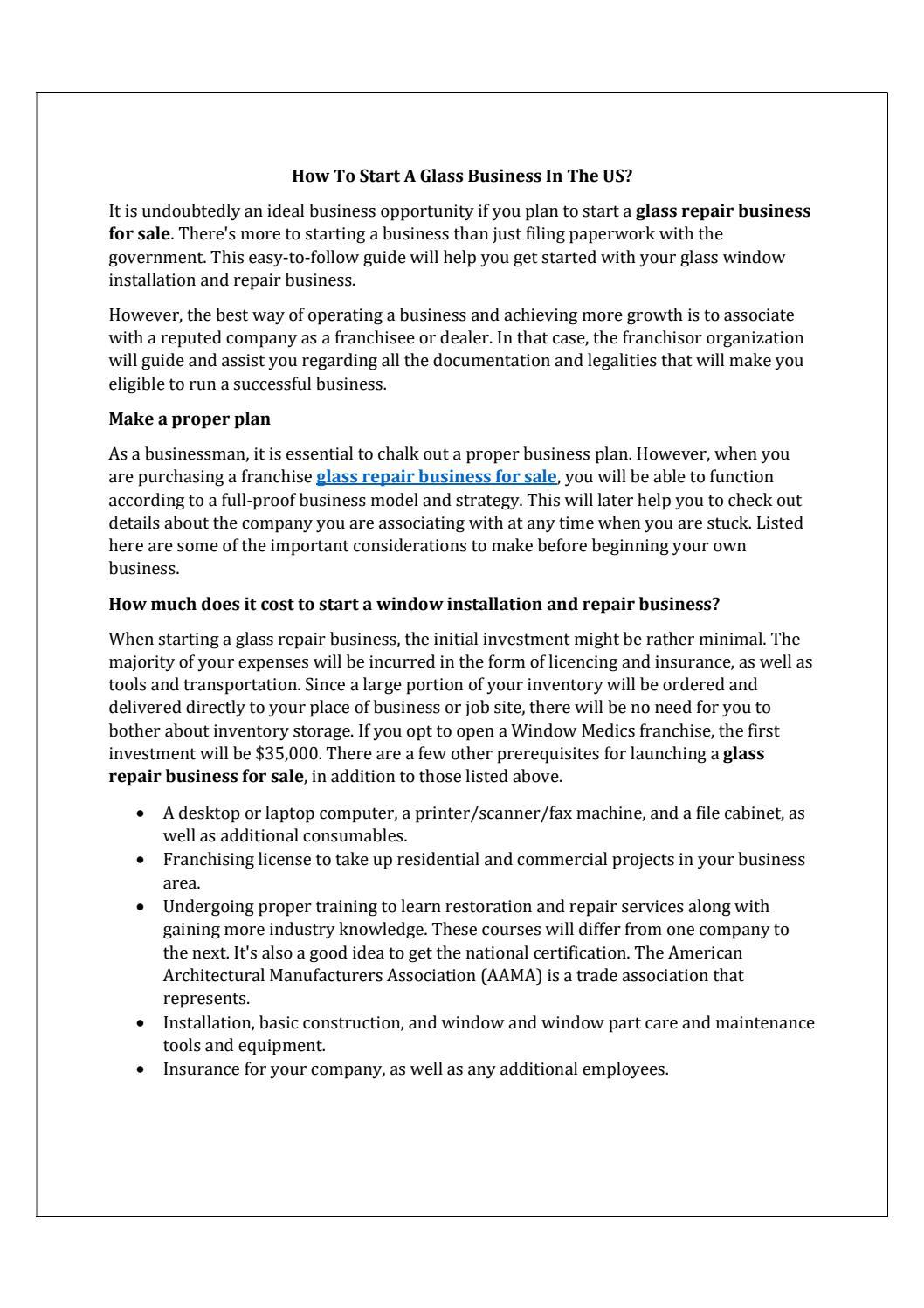 How To Start A Glass Business In The US by Window medics Issuu