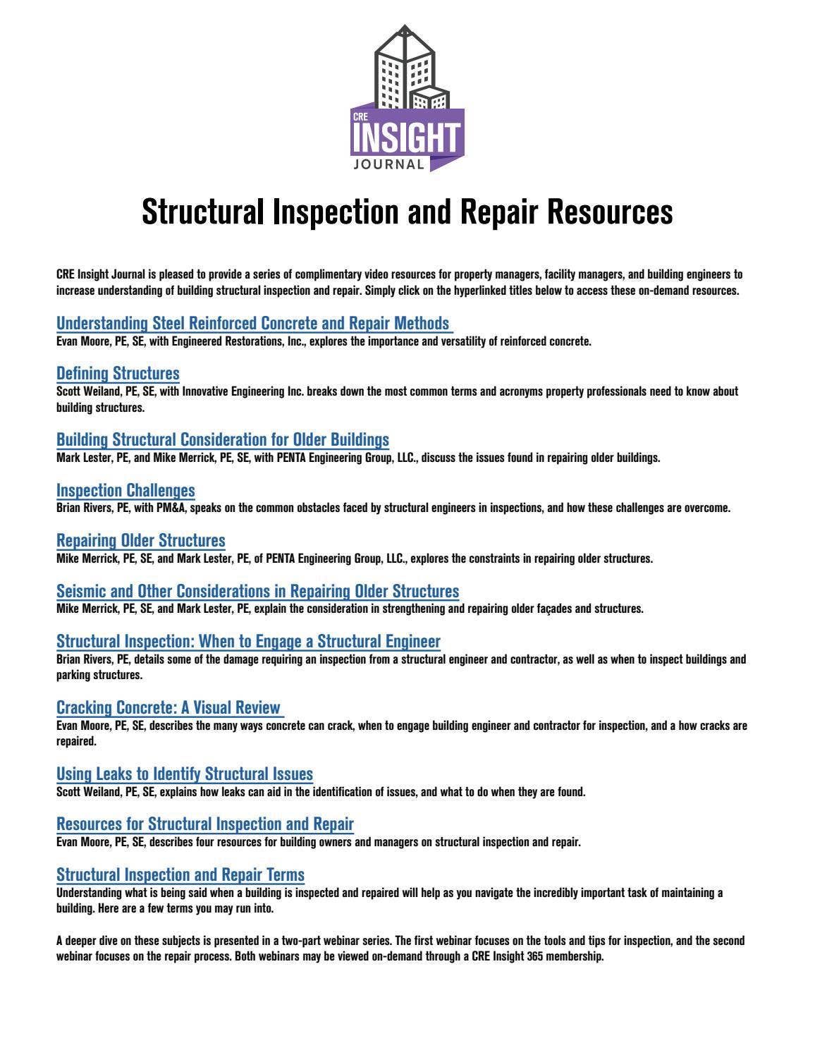 Structural Engineer Inspection Guide Structural Inspection and Repair Content Guide by Editor - Issuu