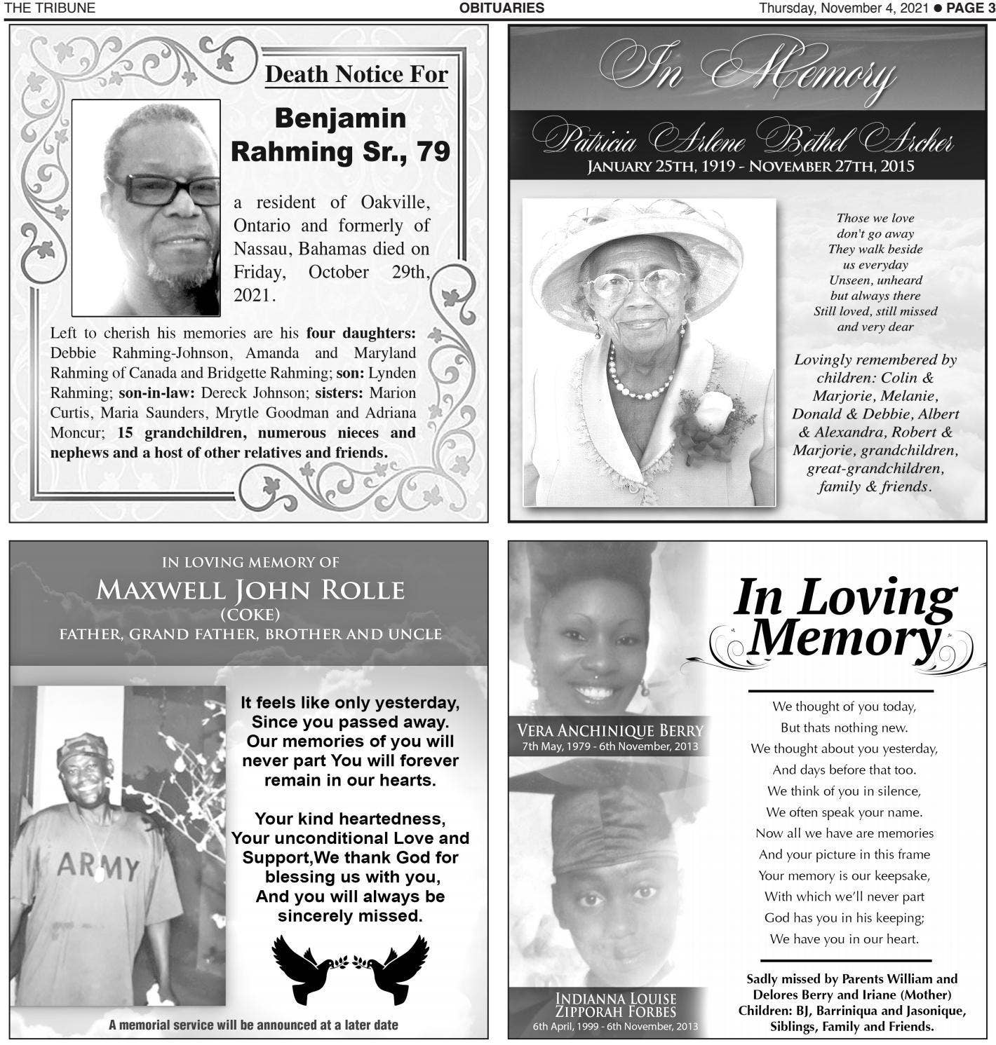 11042021 OBITUARIES by tribune242 Issuu