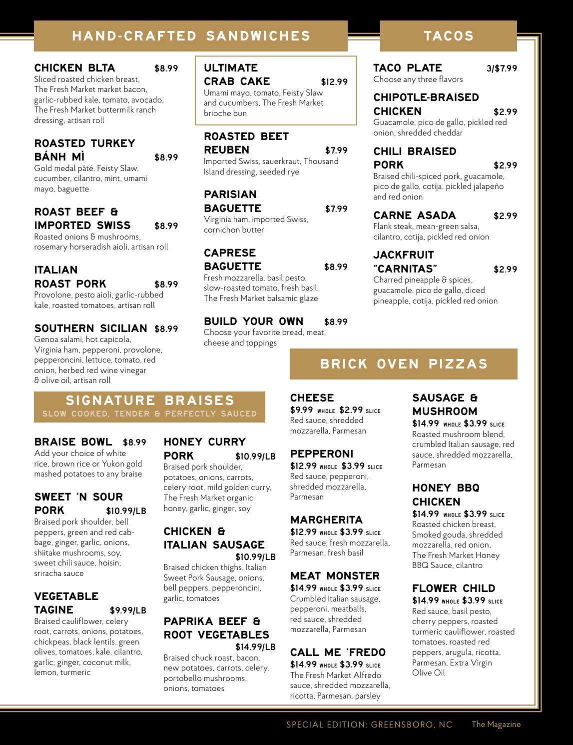 Lawndale, Greensboro Menu The Fresh Market by TheFreshMarket Issuu
