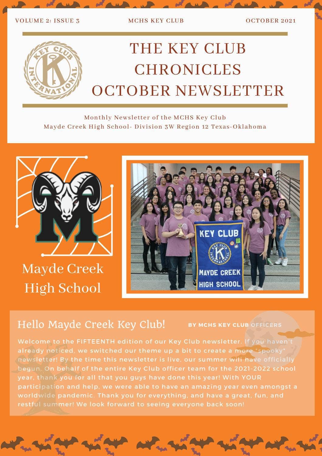 Key Club Example Newsletter Mayde Creek Key Club- October Newsletter (Volume 2 Issue 3) by Mayde ...