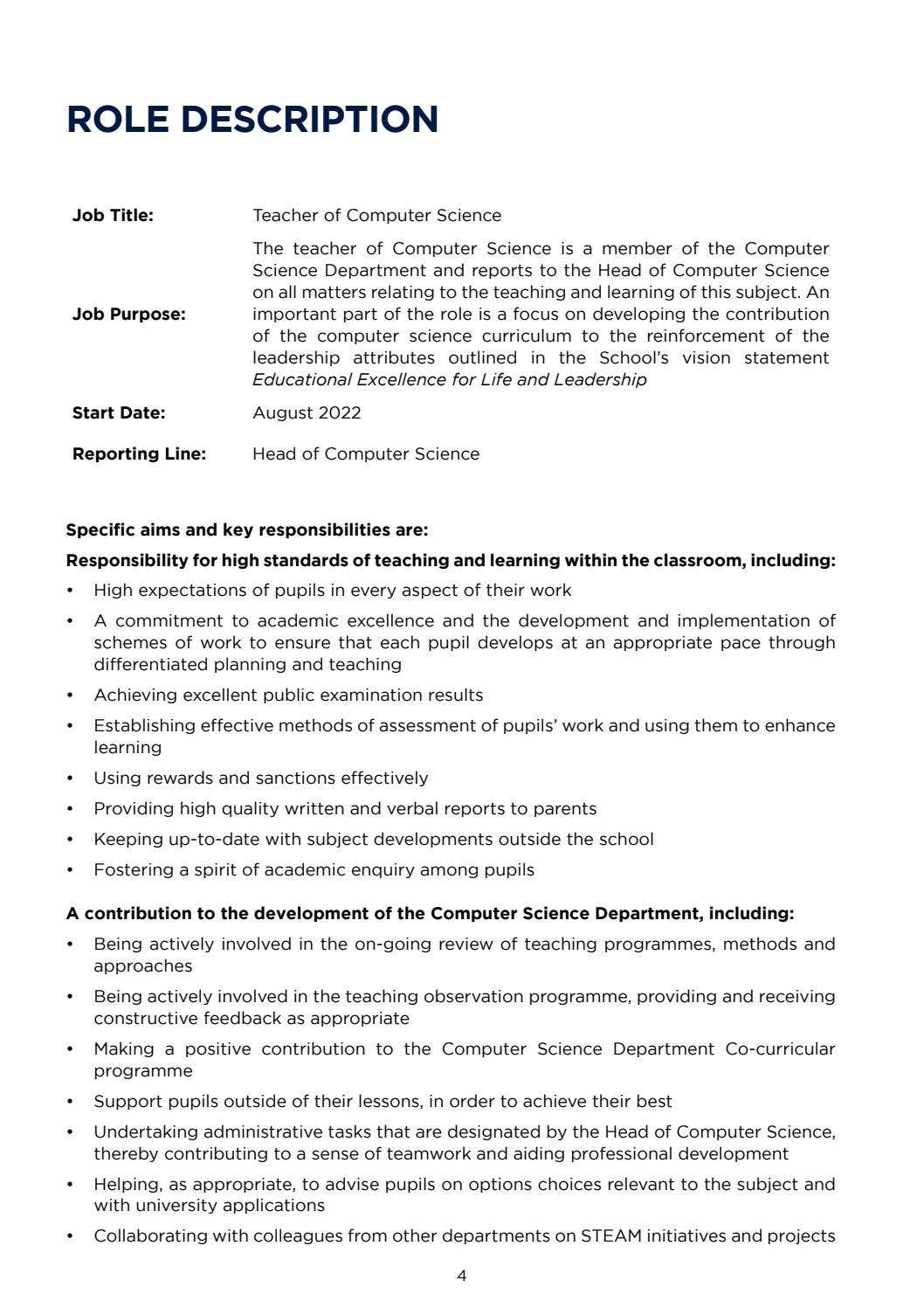 Recruitment Booklet - Teacher of Computer Science by Harrow ...