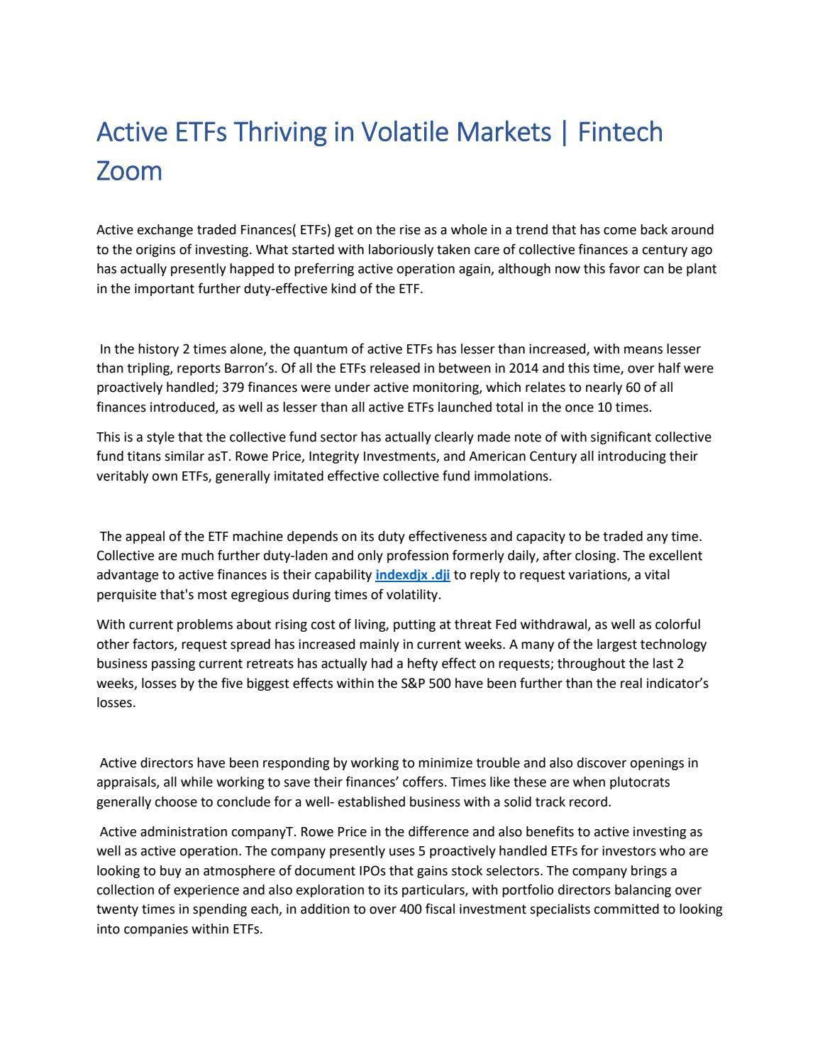 Active ETFs Thriving in Volatile Markets | Fintech Zoom by genratestatus -  Issuu