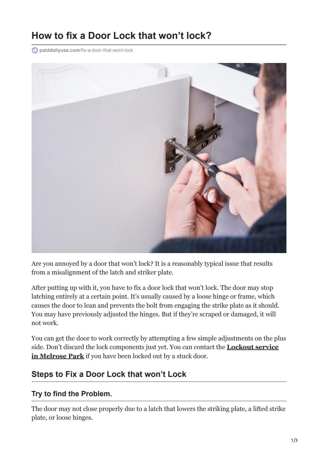 How to fix a Door Lock that won’t lock? by DVS Locksmith Issuu