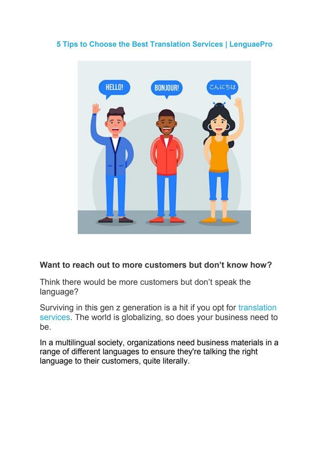 5 Tips to Choose the Best Translation Services | LenguaePro by