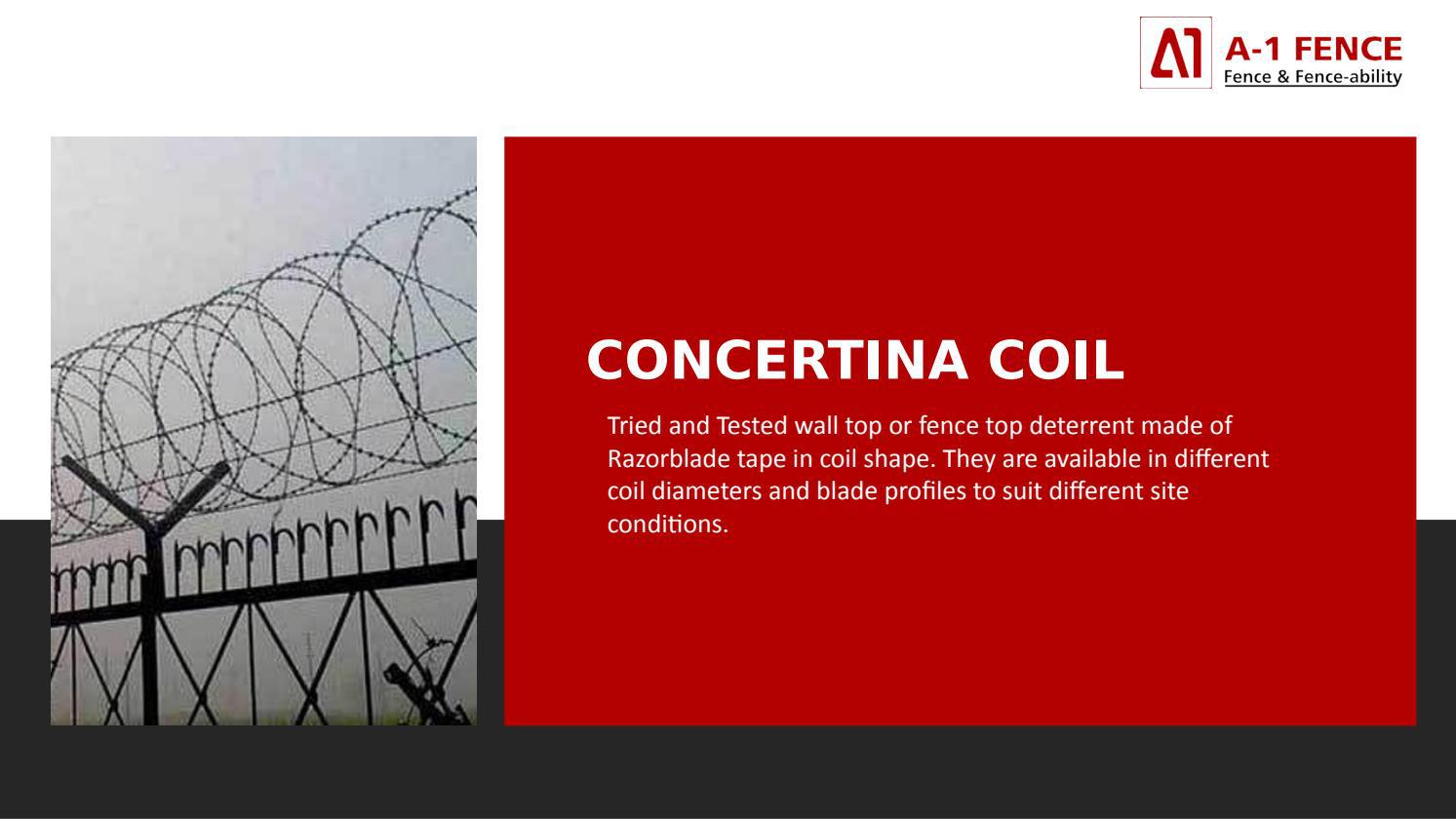 Concertina Coil Manufacturers in India Concertina Wire Fence A1