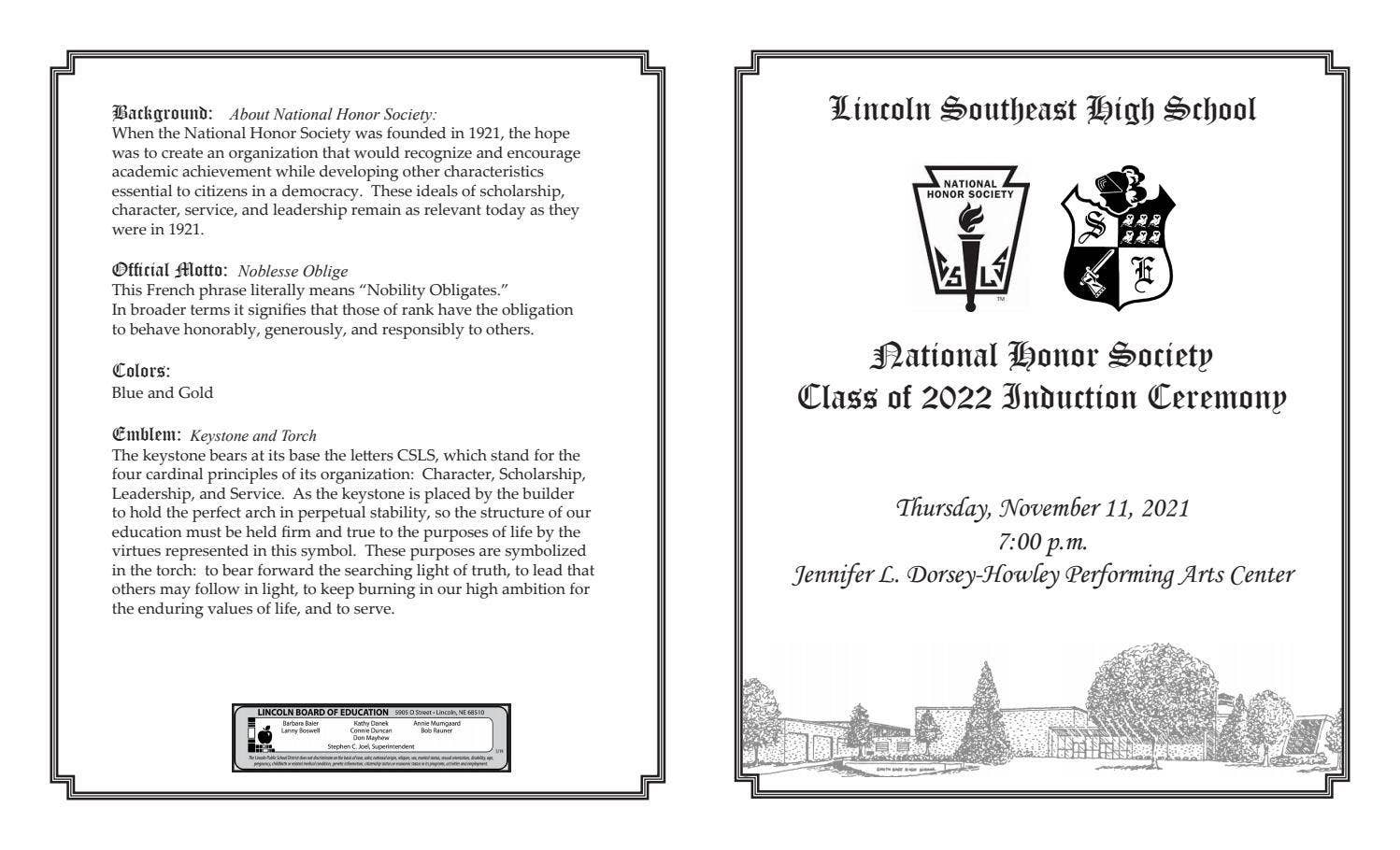 LSE NHS Program 2021-22 by Lincoln Public Schools - Issuu