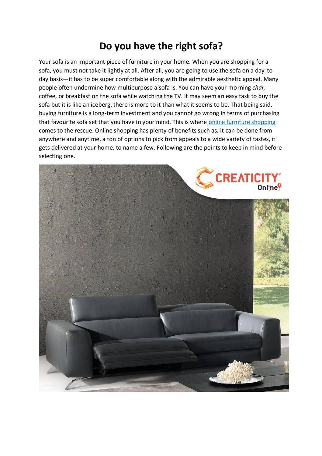 Do you have the right sofa? by creaticity ecommerce - Issuu