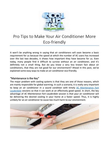 Pro Tips to Make Your Air Conditioner More Eco-friendly by cool-air-usa ...