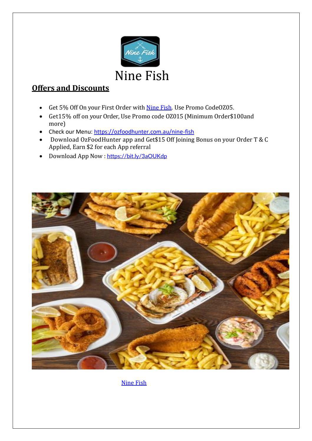10 Off Nine Fish Gymea Fish & Chips Restaurant Menu NSW by