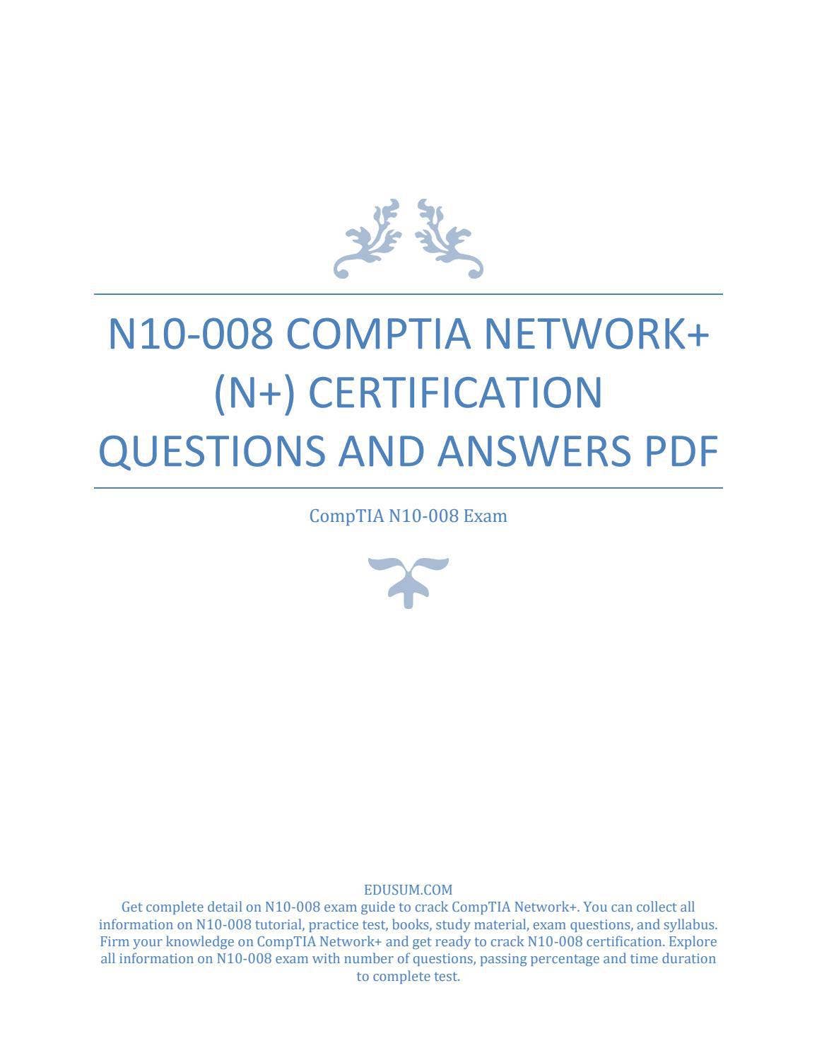 N10-008 CompTIA Network+ (N+) Certification Questions and Answers PDF ...