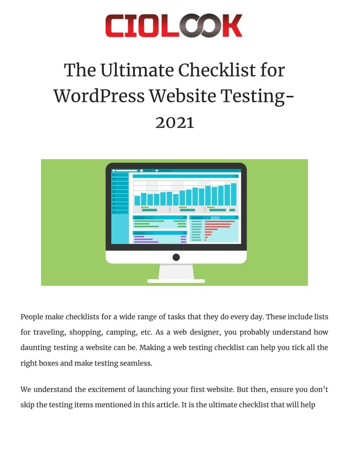 The Ultimate Checklist for WordPress Website Testing- 2021 by ...