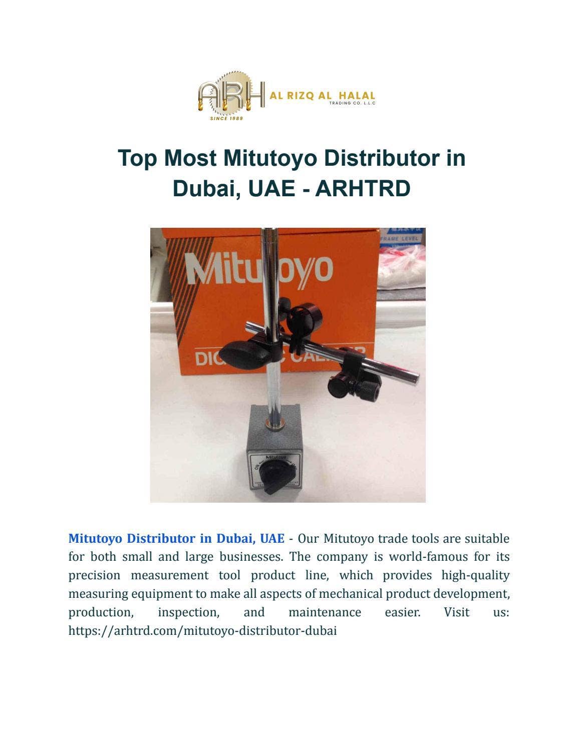 Top Most Mitutoyo Distributor in Dubai, UAE by AL RIZQ AL HALAL TRADING ...