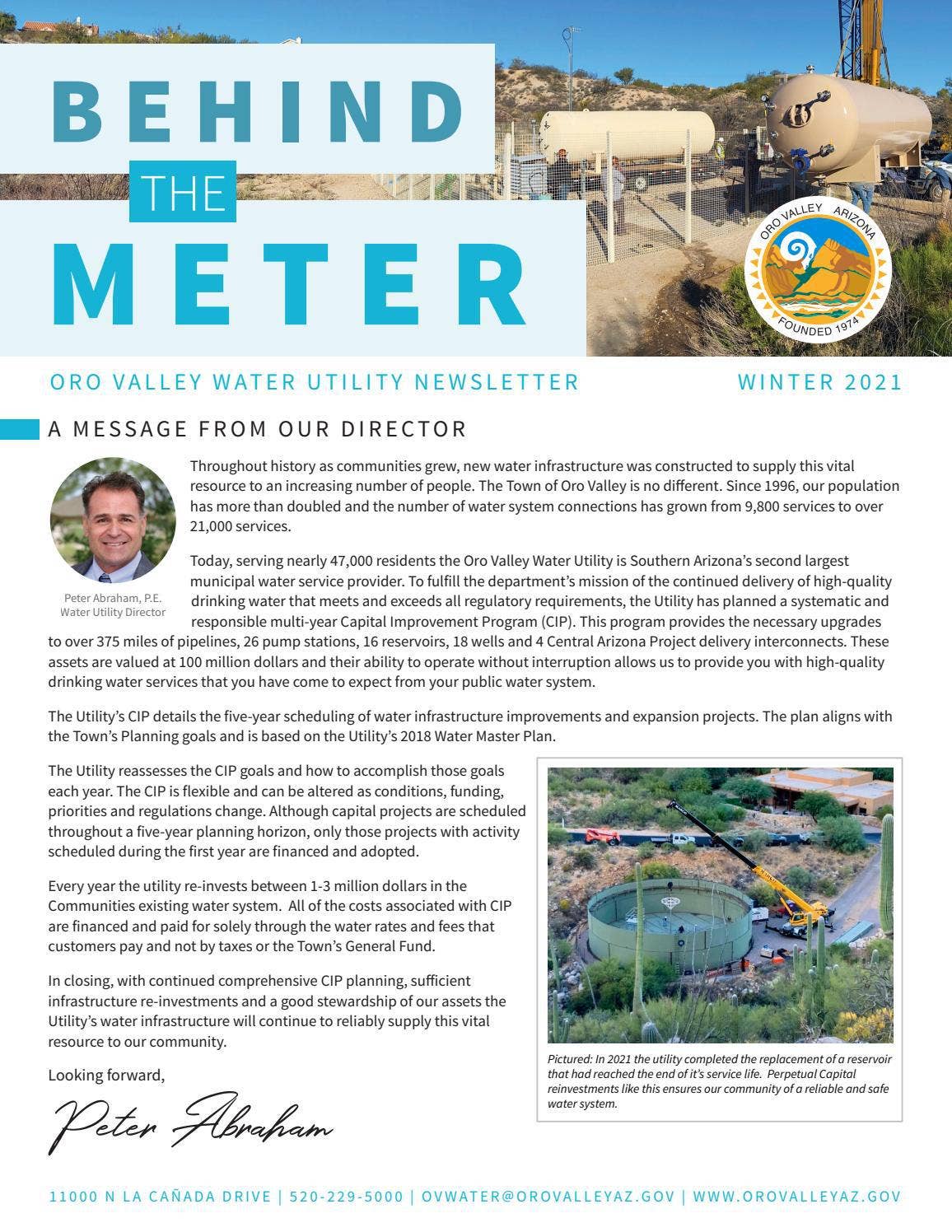 Utility Newsletter Examples Behind the Meter Water Utility Winter 2021 Newsletter by Town of Oro ...